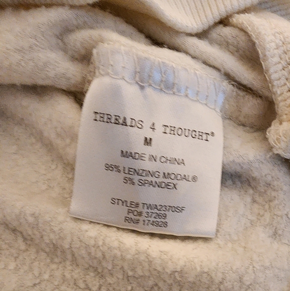 Threads 4 Thought Cream Sweatshirt Size Medium - Picture 4 of 6